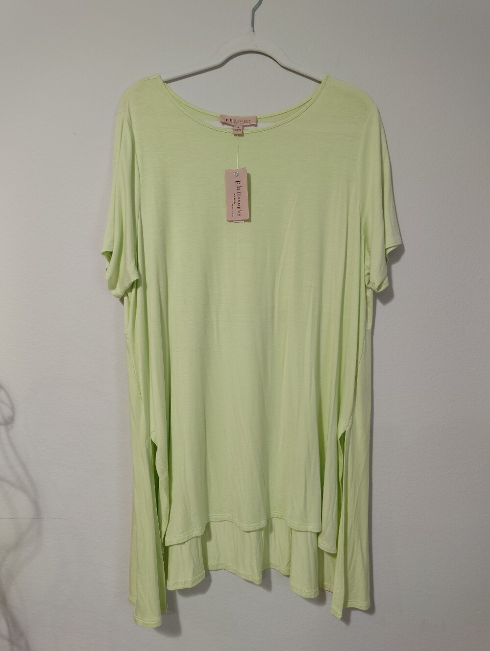 Philosophy Woman Lime Green High Low Tunic Top 1X NWT Soft Stretch